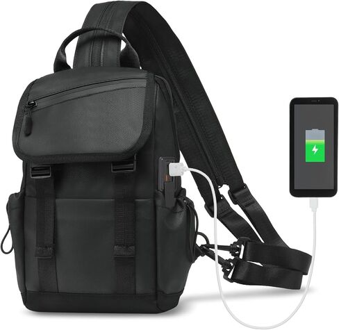 Small Backpack for Women Men with USB Charge Port, Black in Saudi Arabia