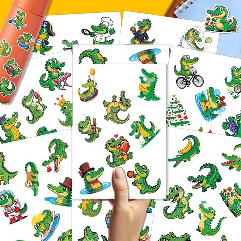 64 pcs Crocodile Stickers – Cute Cartoon Alligator Vinyl Waterproof Stickers for Laptop, Water Bottle, Scrapbook & Travel Gear in Kuwait