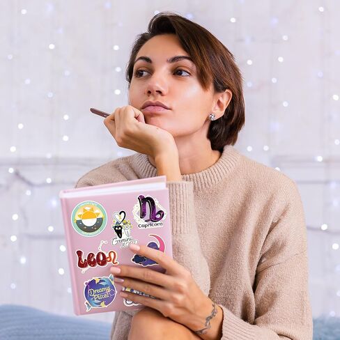 200 قطعة من ملصقات علم التنجيم، ملصقات زودياك من الفينيل مقاومة للماء للكمبيوتر المحمول ومجلة سجل القصاصات لزجاجة المياه، وشارات سماوية غامضة، وهدايا علم التنجيم للنساء والرجال in Kuwait