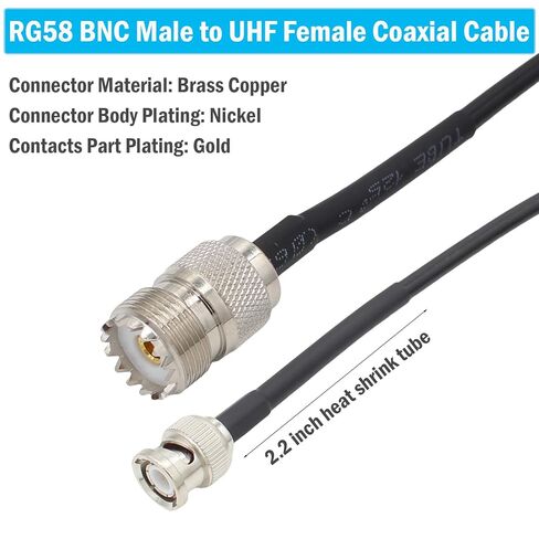 exgoofit UHF Female SO239 to BNC Male Adapter, 3 Feet RG58 Caoxial Cable, Antenna Extension Jumper Cable for CB Radio, Amateur Radio, Ham Radio, Radio Scanner and More in Kuwait