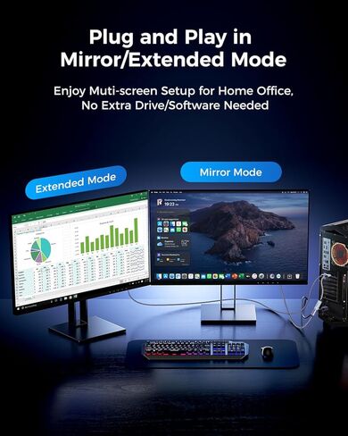 SAMZHE 8K DisplayPort 1.4 to HDMI 2.1 Adapter with 8K 60Hz / 4K 240Hz, Uni-Directional DP Computer to HDMI 2.1 Screen Male to Female Cable, for Desktop, Projector Compatible with NVIDIA, AMD, 0.82FT in Kuwait