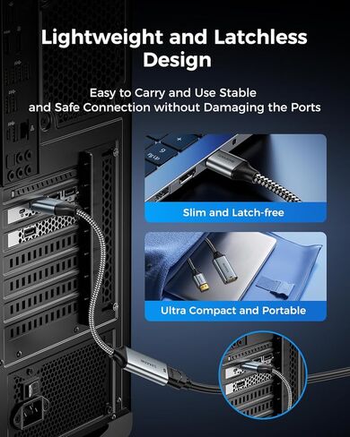 SAMZHE 8K DisplayPort 1.4 to HDMI 2.1 Adapter with 8K 60Hz / 4K 240Hz, Uni-Directional DP Computer to HDMI 2.1 Screen Male to Female Cable, for Desktop, Projector Compatible with NVIDIA, AMD, 0.82FT in Kuwait