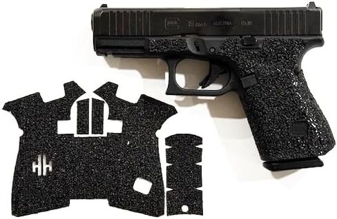 شريط قبضة مسدس Handleitgrips متوافق مع Glock 19 V - شريط قبضة مسدس من ورق الصنفرة الأسود، سهل التركيب، قطع غيار وإكسسوارات البندقية، مملوكة للمحاربين القدامى، صنع في الولايات المتحدة الأمريكية in Kuwait