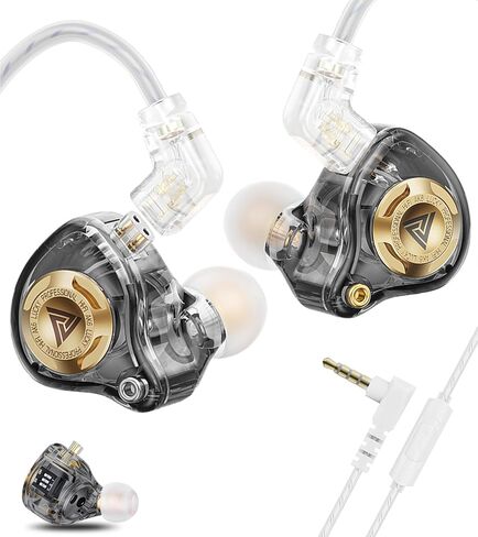 Wired Gaming Earbuds with Mic, 11mm Dynamic Driver HiFi in Ear Monitors, 3-Way Adjustable Tuning Switch Detachable Cable IEM Earphones, Deep Bass Noise Isolating Headphones for Musician Game PC Laptop in Saudi Arabia
