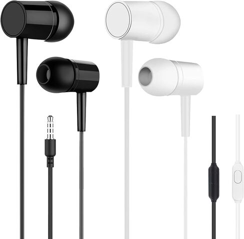 2Packs Wired Earbuds Headphones with Microphone,3.5mm in-Ear Headphones with Stereo Sound, Noise Lsolating for Phone Calls, Gaming, Laptop, Computer, Tablet in Kuwait