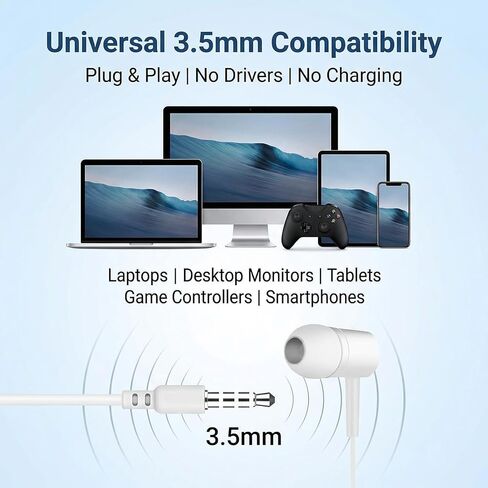 2Packs Wired Earbuds Headphones with Microphone,3.5mm in-Ear Headphones with Stereo Sound, Noise Lsolating for Phone Calls, Gaming, Laptop, Computer, Tablet in Kuwait