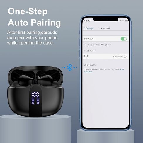 iPhone 17e Wireless Earbuds for iPhone 17e 17 Air 17 Pro 17 Pro Max 16e 16 Pro Max Plus 15 ProMax Plus,60H Bluetooth 5.4 Headphones in Ear Buds Microphone Noise Canceling IPX7 LED Samsung Earphone in Kuwait