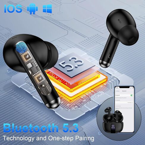 iPhone 17e Wireless Earbuds for iPhone 17e 17 Air 17 Pro 17 Pro Max 16e 16 Pro Max Plus 15 ProMax Plus,60H Bluetooth 5.4 Headphones in Ear Buds Microphone Noise Canceling IPX7 LED Samsung Earphone in Kuwait