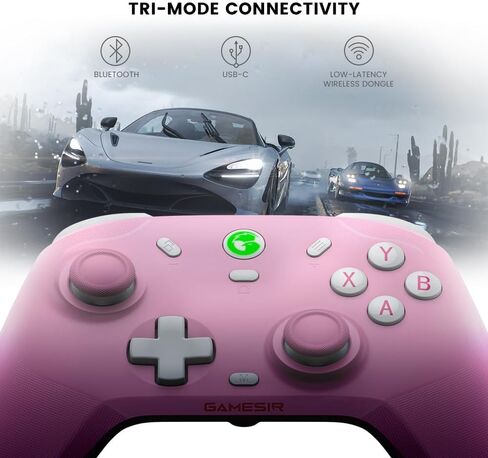 وحدة تحكم GameSir T4 Cyclone Pro اللاسلكية، وحدة تحكم بتأثيرات Hall - وردي in Kuwait