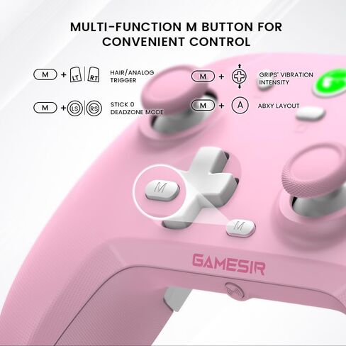 وحدة تحكم GameSir T4 Cyclone Pro اللاسلكية، وحدة تحكم بتأثيرات Hall - وردي in Kuwait