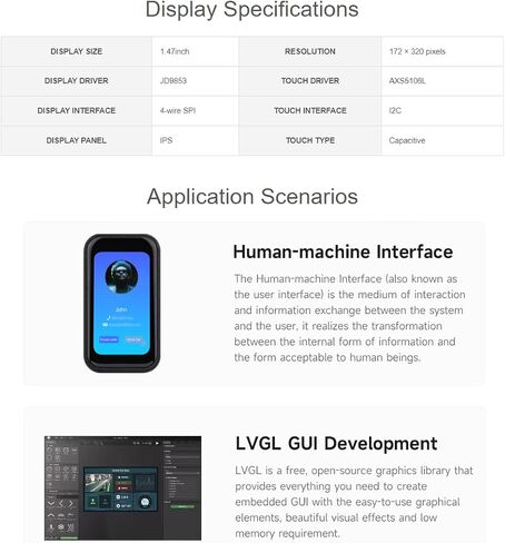 waveshare ESP32-C6 1.47inch Capacitive Touch Display Development Board 172×320 Resolution 262K Color LCD,Supports Wi-Fi 6(802.11 b/g/n) and Bluetooth 5 (LE),160MHz RISC-V Processor in Kuwait