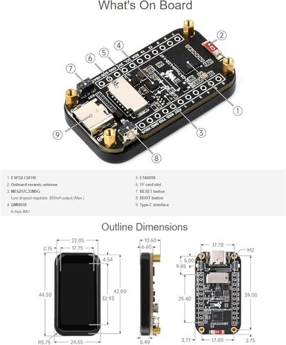 waveshare ESP32-C6 1.47inch Capacitive Touch Display Development Board 172×320 Resolution 262K Color LCD,Supports Wi-Fi 6(802.11 b/g/n) and Bluetooth 5 (LE),160MHz RISC-V Processor in Kuwait