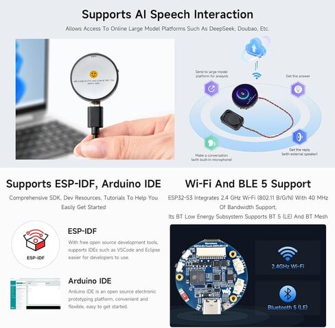 Waveshare ESP32-S3 1.32inch AMOLED Round Touch Display Development Board, 466×466 Pixels, QSPI Interface, Supports Wi-Fi and BT 5 in Kuwait