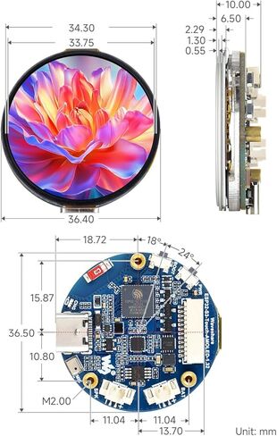 Waveshare ESP32-S3 1.32inch AMOLED Round Touch Display Development Board, 466×466 Pixels, QSPI Interface, Supports Wi-Fi and BT 5 in Kuwait