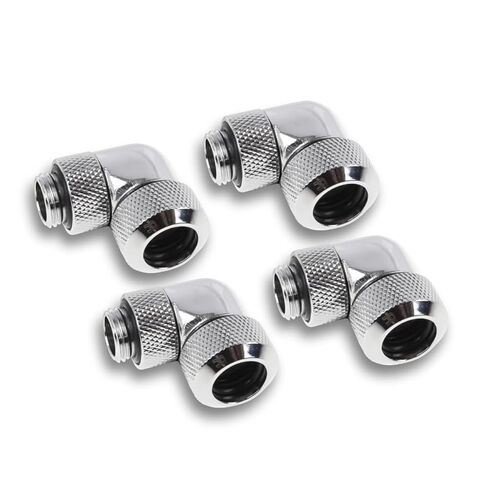 Alphacool Eiszapfen 13mm G1/4 HardTube 90 Degree Rotatable Compression Fitting, Chrome, 4-Pack in Kuwait
