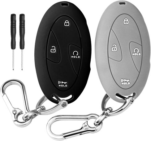 QBUC 2PCS for Hyundai Ioniq 6 Key Fob Cover,Silicone Key Case with Keychain Compatible with Hyundai Grandeur GN7 Kona Elantra Sonata Santa Fe Tucson 2025 2024 2023,4/5/7Buttons Smart Key,Black+Grey in Saudi Arabia