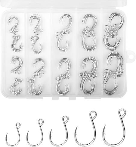 Alwonder 100-Pack Inline Single Hooks Replacement Fishing Hooks for Hard Lures Baits Inline Circle Hook with Large Eye Extended Barb for Spinner Jerkbait Crankbait Popper Walking Bait Plug in Kuwait