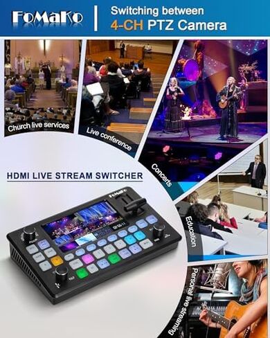 FoMaKo HDMI PTZ Camera AI Auto-Tracking Gen 3, 20x Optical Zoom, for Sports Event and Other Ball Games Live Streaming or Production,Full Setup Bundle(FMK12UH NDI-BX3+KC601+KC608 Pro+P1000+FMKH107) in Kuwait