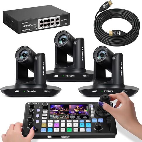 FoMaKo K20UH 4K 20X Optical Zoom HDMI PTZ Camera with AI Auto-Tracking(Gen 3), KC608 Pro NDI PTZ Camera Controller,for Hospital Surgery Livestreaming(K20UHX3+KC800+P1000+FMKH107) in Kuwait