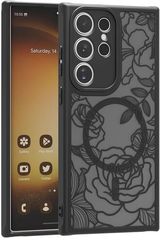 for Samsung Galaxy S26 Ultra Case,Cute Floral Black Rose Pattern Sleek Slim Protective Phone Case for Women Girls,Aesthetic Pattern Print TPU Bumper Shockproof Cover for S26 Ultra in Kuwait
