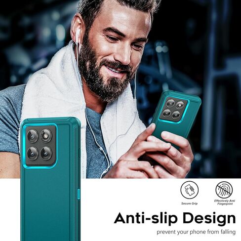 LeYi for Motorola-Edge-2025 Casee: Moto Edge 2025 Case Heavy Duty 3 in 1 Rugged Cover, Military Grade Shockproof Cell Phone Android Funda para Motorola Edge 2025, Teal Blue in Kuwait