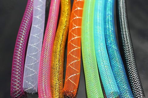 Tigofly 9 pcs/lot 9 Colors 16mm 20mm Wide Mylar Tinsel Mesh Tube 1m per Color Total 9m Fly Tying Materials in Kuwait