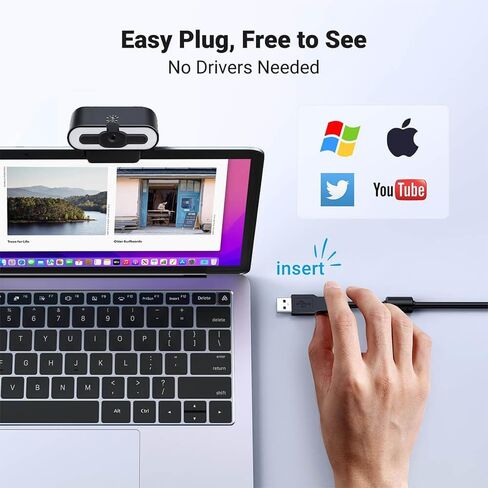 كاميرا ويب USB 2K بدون ضوء للكمبيوتر المكتبي والكمبيوتر المحمول وأجهزة الكمبيوتر المحمول MacBook in Kuwait