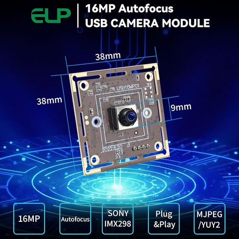 ELP 16mp وحدة كاميرا USB للتركيز التلقائي للكمبيوتر Mini UVC USB2.0 4K USB كاميرا ويب AF مع عدسة صغيرة الحجم 100 درجة IMX298 Video Lightburn Webcamera لوحة كاميرا ويب صناعية مدمجة للكمبيوتر المحمول in Kuwait