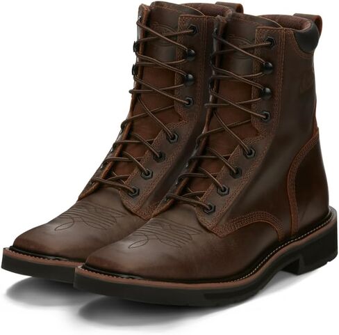 Justin Men's Stampede Lace-Up Work Boot Soft Toe Brown 9 EE US in Saudi Arabia