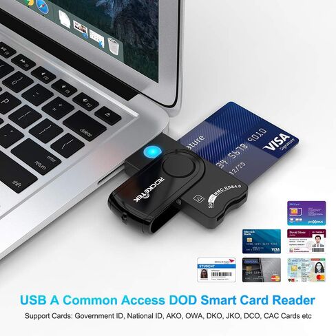 قارئ بطاقات ذكية، محول بطاقة SIM USB 4 في 1، قارئ بطاقة Identiv Credit ID CAC عسكري، قارئ بطاقة الوصول المشترك، SIM/MMC/RS&4.0/SDHC/SDXC/SD/TF/بطاقة Micro SD لنظام التشغيل Windows، Linux/Unix، MacOS X in Kuwait