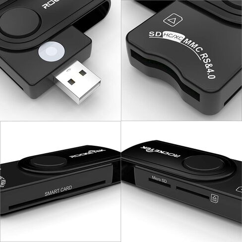 قارئ بطاقات ذكية، محول بطاقة SIM USB 4 في 1، قارئ بطاقة Identiv Credit ID CAC عسكري، قارئ بطاقة الوصول المشترك، SIM/MMC/RS&4.0/SDHC/SDXC/SD/TF/بطاقة Micro SD لنظام التشغيل Windows، Linux/Unix، MacOS X in Kuwait