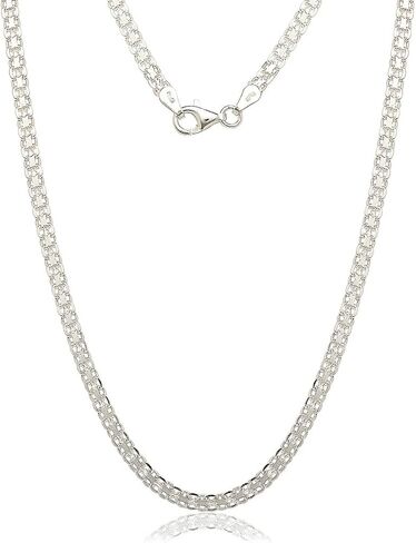 JewelryWeb Sterling Silver Italian 3.5mm Bismarck Chain Necklace (16-30") - Statement Necklace - Woven Chain Necklace for men and women - Unisex in Saudi Arabia