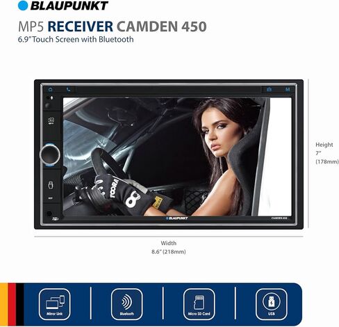 BLAUPUNKT جهاز استقبال الوسائط المتعددة الرقمي Camden 450 2DIN مدمج بتقنية البلوتوث مقاس 7 بوصات من BLAUPUNKT in Kuwait