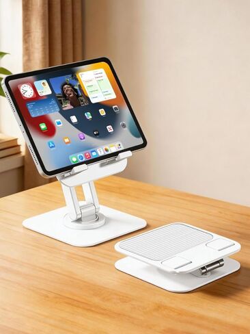 حامل الكمبيوتر اللوحي، حامل الهاتف الخليوي، حامل سطح المكتب قابل للدوران وقابل للطي لجهاز iPad اللوحي وشاشة تبديل الهاتف 4-15 بوصة، قاعدة معدنية قابلة للتعديل in Kuwait