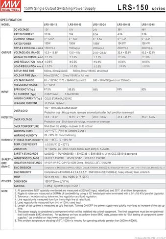 MEAN WELL MW LRS-150-15 15V 10A Enclosed-LRS Switching Power Supplies in Kuwait