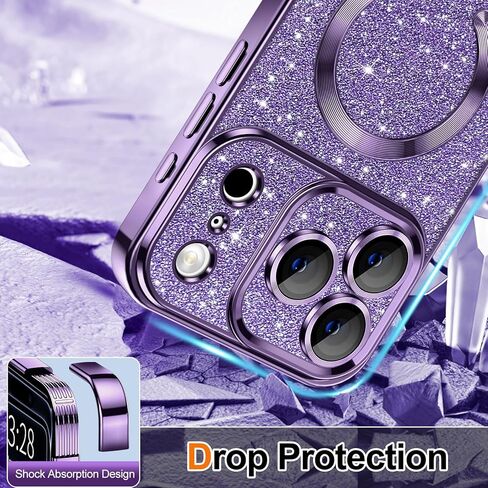 حافظة هاتف Hython لهاتف iPhone 17 Pro Max لامعة وشفافة مغناطيسية [متوافقة مع MagSafe] واقي كامل لعدسة الكاميرا بطبقة لامعة فاخرة وغطاء واقٍ نحيف مقاوم للصدمات للنساء، أرجواني in Kuwait