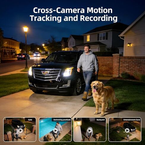 نظام كاميرا أمان خارجي لاسلكي SV3C، كاميرات تعمل بالطاقة الشمسية بعدسة مزدوجة 2K لأمن المنزل، بدون اشتراك، إمالة بزاوية 360 درجة، تتبع تلقائي، رؤية ليلية ملونة، تنبيهات الحركة، طقم كاميرا 2 in Kuwait