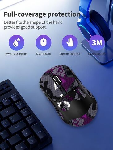 شريط قبضة مضاد للانزلاق للماوس اللاسلكي Logitech G PRO X Superlight 2 DEX، ملصقات قبضة ناعمة الملمس مقاومة للعرق، جلد مقاوم للخدش وقابل للإزالة وغير متبقي، رمادي أرجواني in Kuwait