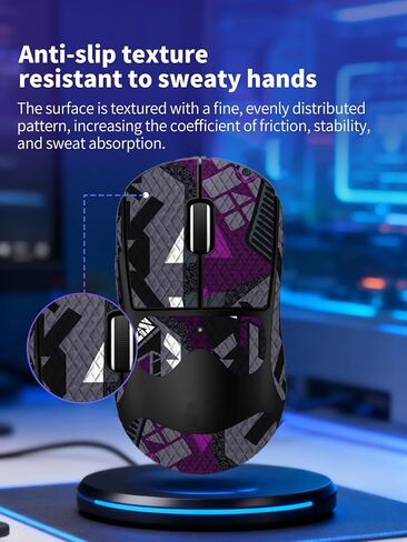 شريط قبضة مضاد للانزلاق للماوس اللاسلكي Logitech G PRO X Superlight 2 DEX، ملصقات قبضة ناعمة الملمس مقاومة للعرق، جلد مقاوم للخدش وقابل للإزالة وغير متبقي، رمادي أرجواني in Kuwait