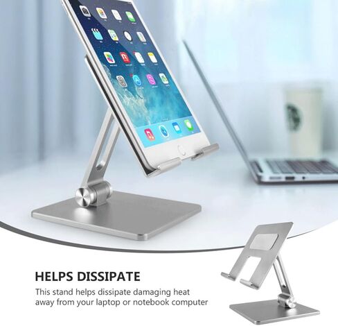 Abaodam Aluminum Alloy Folding Laptop Cooling Stand Adjustable Portable Laptop Rack for Desk Use Compatible with Tablets Silver in Kuwait