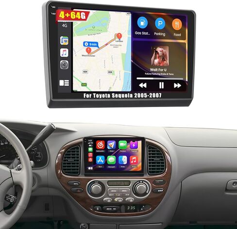 [نموذج قاعدة مناسب ونظام JBL] راديو سيارة 4+128G لسيارة Toyota Sequoia 2005-2007، شاشة لمس 9 بوصات ستيريو سيارة لاسلكية CarPlay Android Auto، WiFi، Bluetooth 5.0، DSP، EQ، ملاحة GPS، 1280 * 720، FM RDS in Kuwait
