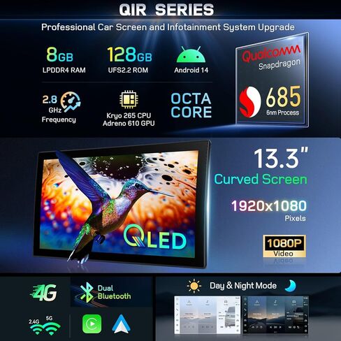 XTRONS Qualcomm 685 Android Car Stereo for Range Rover L405 Sport L494 Bosch System, 13.3 Inch Curved QLED Touch Screen GPS Navigation Support Wireless CarPlay Android Auto 4G LTE Backup Camera 8+128G in Kuwait