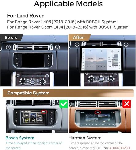 XTRONS Qualcomm 685 Android Car Stereo for Range Rover L405 Sport L494 Bosch System, 13.3 Inch Curved QLED Touch Screen GPS Navigation Support Wireless CarPlay Android Auto 4G LTE Backup Camera 8+128G in Kuwait