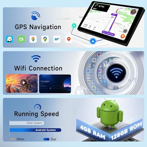 راديو Hodozzy 4G+128G لسيارة Toyota Yaris 2012-2017 مع Carplay اللاسلكي Android Auto، شاشة لمس Incell 9 بوصة ستيريو سيارة مزدوج Din مع نظام ملاحة GPS بلوتوث DSP، WiFi، FM RDS، كاميرا in Kuwait