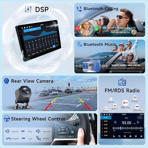 راديو Hodozzy 4G+128G لسيارة Toyota Yaris 2012-2017 مع Carplay اللاسلكي Android Auto، شاشة لمس Incell 9 بوصة ستيريو سيارة مزدوج Din مع نظام ملاحة GPS بلوتوث DSP، WiFi، FM RDS، كاميرا in Kuwait