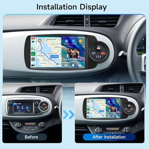 راديو Hodozzy 4G+128G لسيارة Toyota Yaris 2012-2017 مع Carplay اللاسلكي Android Auto، شاشة لمس Incell 9 بوصة ستيريو سيارة مزدوج Din مع نظام ملاحة GPS بلوتوث DSP، WiFi، FM RDS، كاميرا in Kuwait