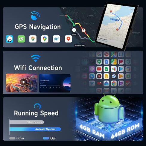 [4G+64G] ستيريو لسيارة Ford Explorer 2011-2019 مع Carplay Android Auto، راديو شاشة تعمل باللمس Hodozzy 9 بوصة مع نظام تحديد المواقع العالمي، وصلة مرآة، بلوتوث، واي فاي، DSP، راديو FM/RDS، SWC، كاميرا احتياطية in Kuwait