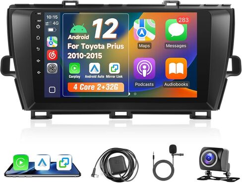راديو ستيريو للسيارة Leadfan لسيارة Toyota Prius 2010 2011 2013 2014 2015 مع Carplay Android Auto، شاشة ستيريو تعمل باللمس 9 بوصة لسيارة Prius GPS Navigation Head Unit BT WiFi FM SWC+كاميرا احتياطية in Kuwait