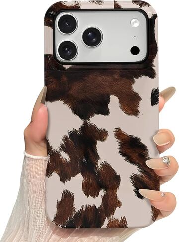 حافظة Skyseaco لهاتف iPhone 17 Pro Max، حافظة هاتف مطبوعة بطبعة بقرة تريني، هيكل صلب هجين مكون من طبقتين، ناعمة مضادة للصدمات للفتيات والنساء والأولاد والرجال in Kuwait