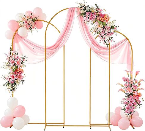 Metal Arch Backdrop Stand Set of 2 Gold Metal Wedding Arch Backdrop Stand (7.2FT and 6FT) for Anniversary, Birthday Parties, Baby Showers,Graduation Decorations (01) in Kuwait